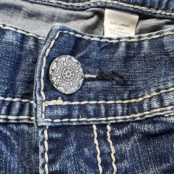 Maurice's Jeans Size 18 Thick Stitch Embroidered Wide Leg Boot Cut Distressed - Picture 8 of 9